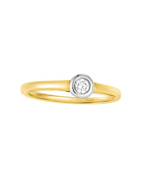 Solitär Ring Gold 585 bicolor Brillant 0,10 ct.