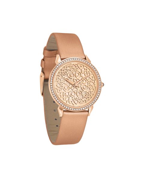 Damen Armbanduhr rosé Leder