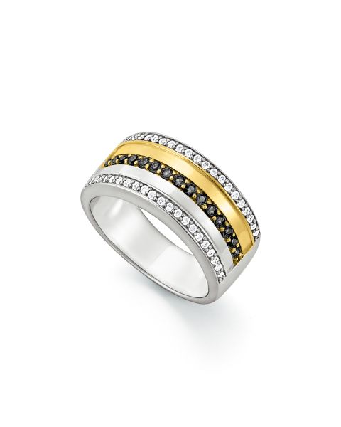 Ring Silber 925 tlw. vergoldet Zirkonia