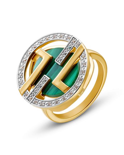 Malachit Ring Silber 925 vergoldet