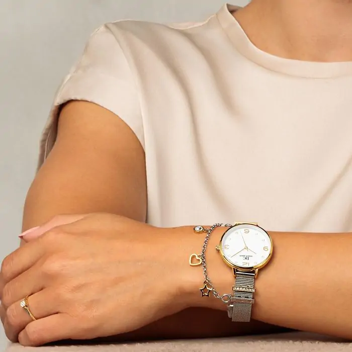 Damen Uhr mit Armkette Quarz Stahl tlw. gold | Dorotheum Juwelier
